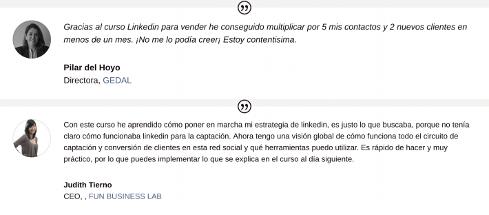 Testimonios sobre el curso
